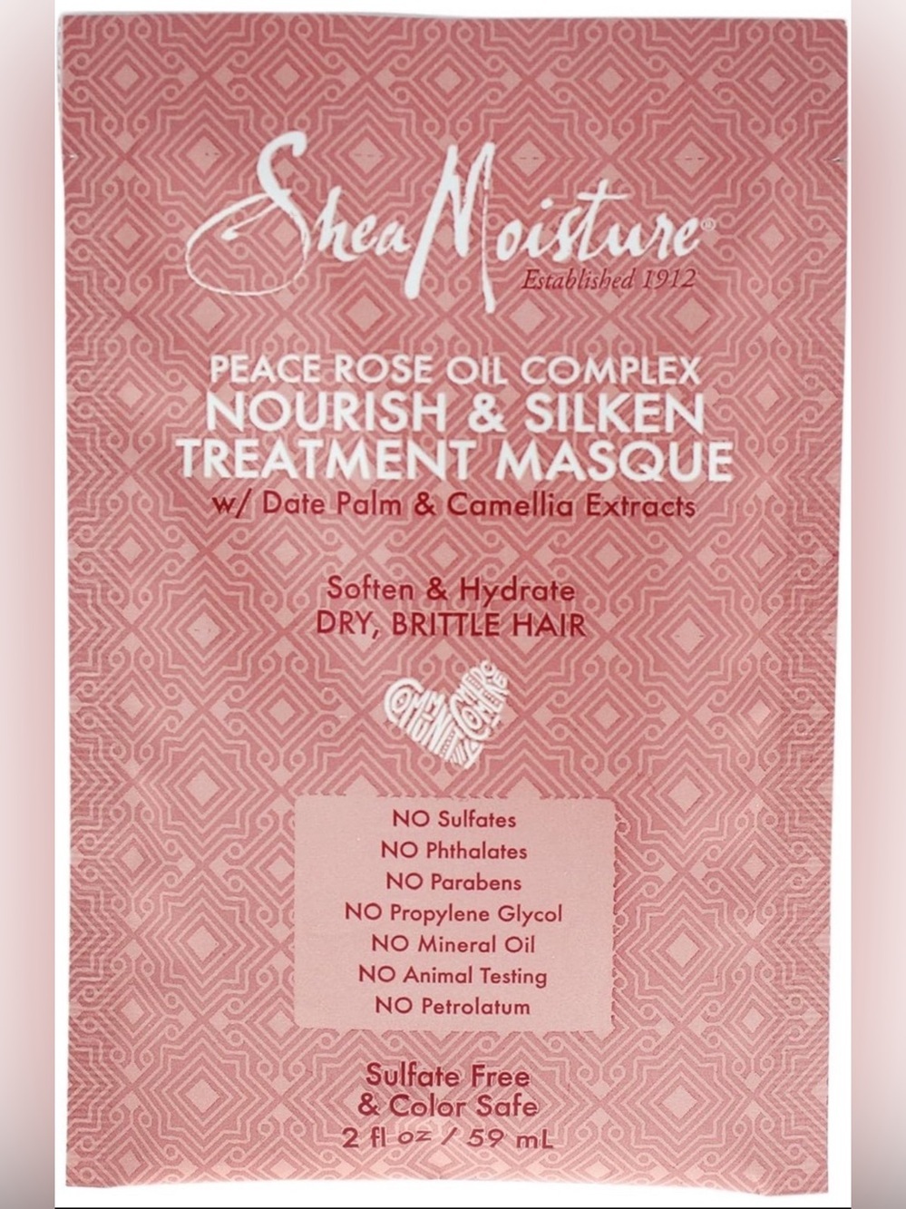 Shea Moisture Peace Rose Oil Complex Nourish & Silken Hair Masque 2 FL OZ